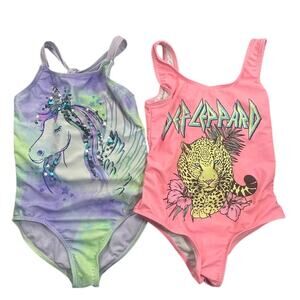 Def Leppard & Wonder Nation, One-Piece Swimsuit Set, Sequins & Graphic